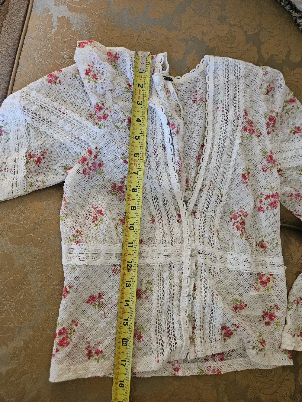 NWOT Free People White/Pink Floral LaceCrop Top - Picture 10 of 17